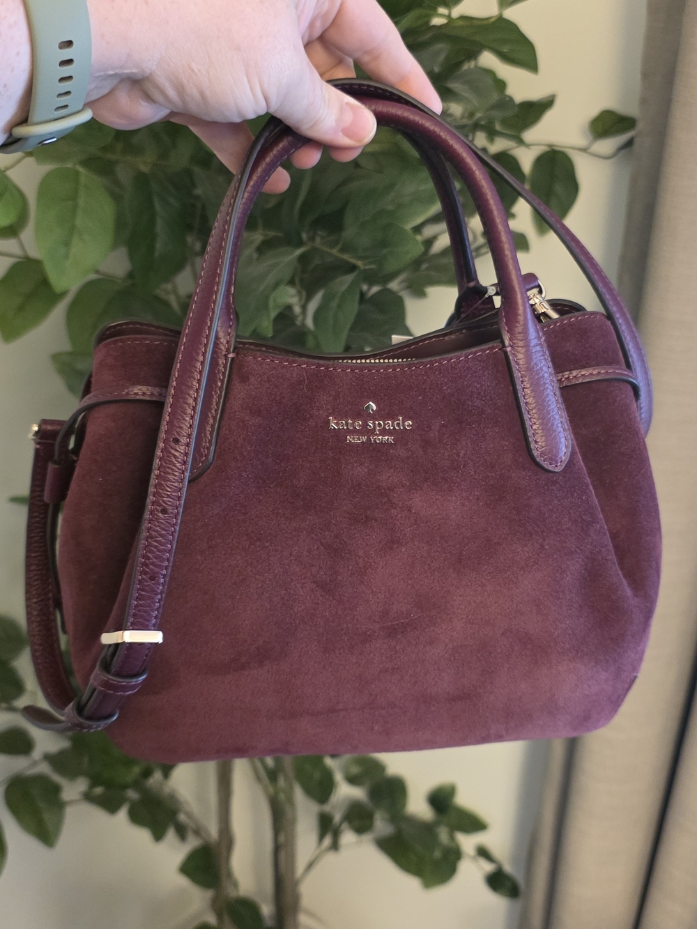 Kate Spade New York Suede Dumpling Deep Cherry